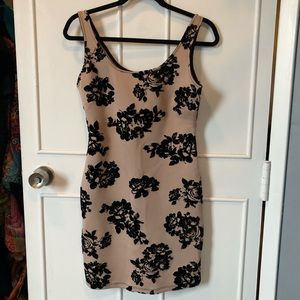 Floral and Taupe Mini Dress